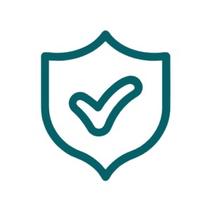 Line icon of a shield with a check mark